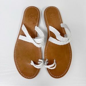 100% Capri Woven Braided Sandals Leather 41 White 10